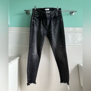 Moussy Vintage Black Distressed Raw Hem Jeans